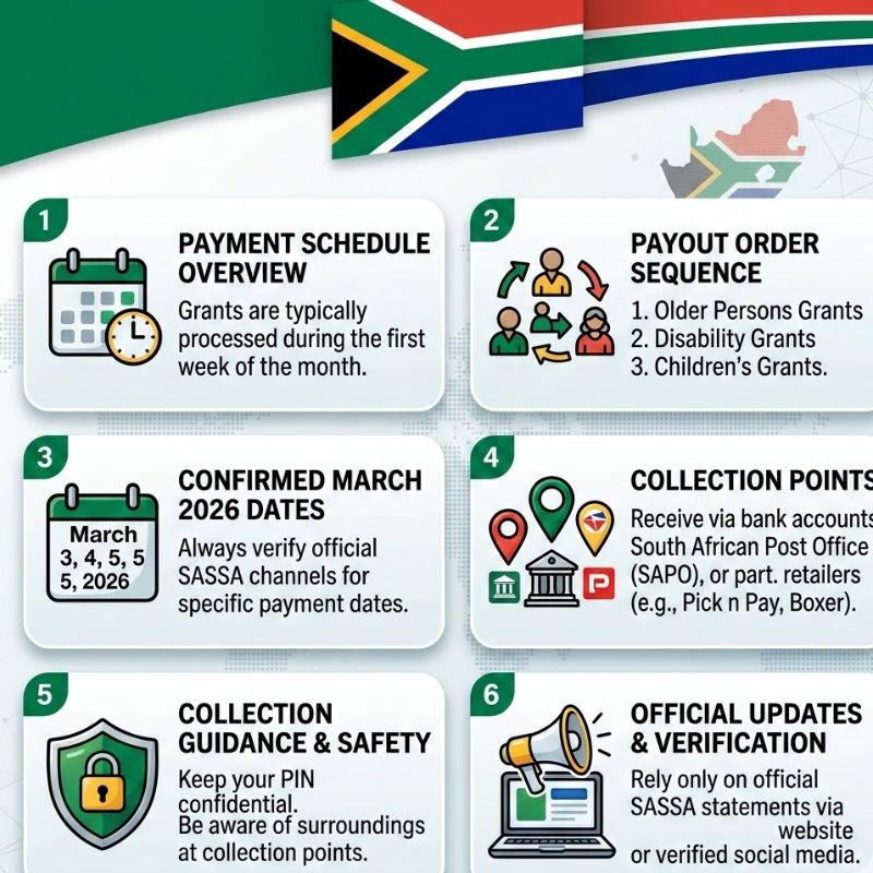 SASSA Confirms March 2026 Grant Payment Dates